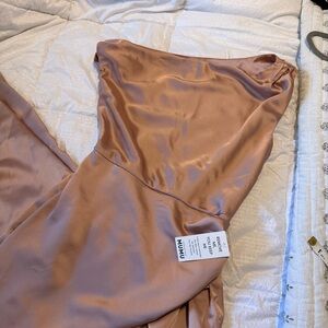Show Me Your MuMu Satin Dress in Rose Gold small